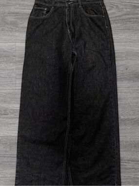 Relaxed Black Men's Wide-Leg Jeans